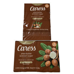 (2) 4pks Caress Bar Soap Shea Butter & Brown Sugar for Dry Skin 4x 3.75 oz Bars
